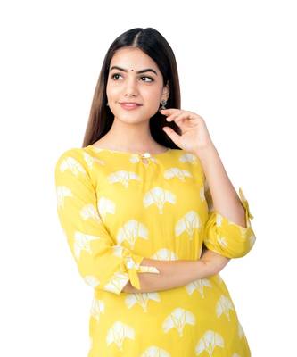 Womens Straight Floral Jaipuri Print Knee Length Kurta 5