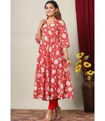 Womens Cotton Floral Print Anarkali Kurta