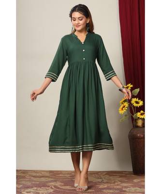 Rayon Solid Anarkali Kurta Dress for Womens/Girls 1