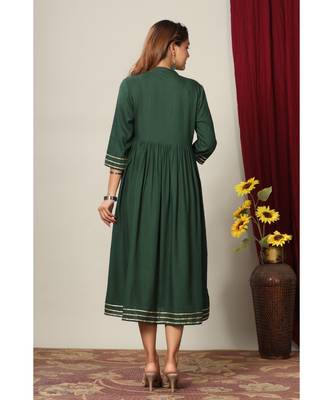 Rayon Solid Anarkali Kurta Dress for Womens/Girls 2
