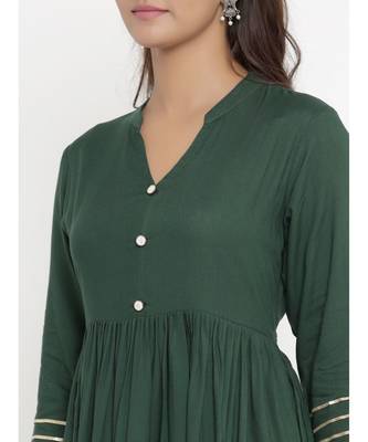 Rayon Solid Anarkali Kurta Dress for Womens/Girls 3
