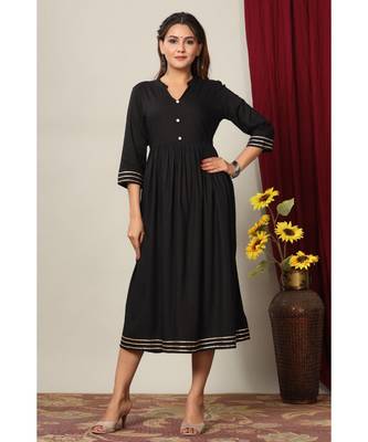Rayon Solid Anarkali Kurta Dress for Womens/Girls 1