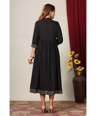 Rayon Solid Anarkali Kurta Dress for Womens/Girls 2