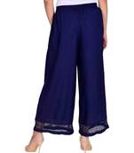 women Blue Net Bottom work Free Size Cotton Grid Palazzo women Palazzo Girls Palazzo Trouser Pant Palazoo