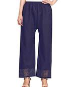 women Navy Blue Net Bottom work Free Size Cotton Grid Palazzo women Palazzo Girls Palazzo Trouser Pant Palazoo