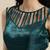 Janasya Teal printed chiffon saree with blouse