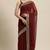 Janasya Maroon plain georgette saree with blouse
