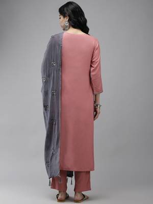Pink embroidered rayon ethnic-kurtis 3