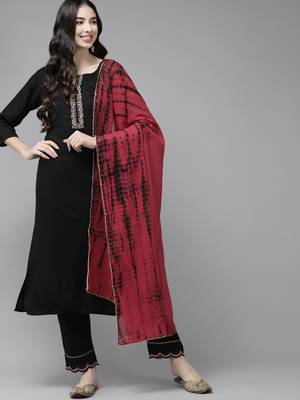 Black embroidered rayon ethnic-kurtis 1