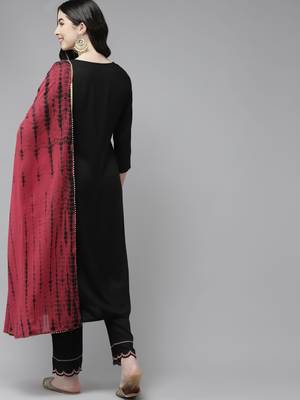 Black embroidered rayon ethnic-kurtis 3