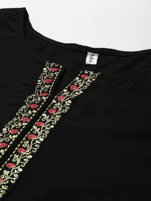 Black embroidered rayon ethnic-kurtis 4