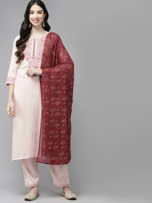 Peach embroidered rayon ethnic-kurtis 1
