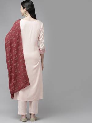 Peach embroidered rayon ethnic-kurtis 3