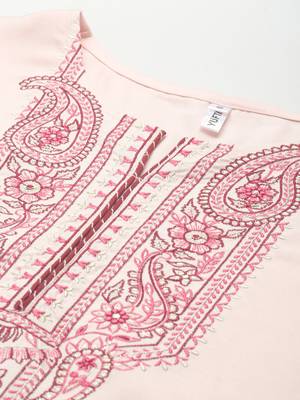 Peach embroidered rayon ethnic-kurtis 4