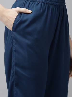 Blue embroidered rayon ethnic-kurtis 5