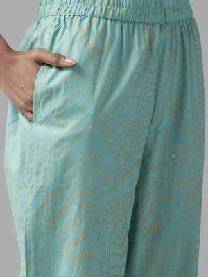 Yellow printed cotton ethnic-kurtis 5