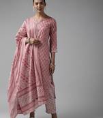 Purple printed cotton ethnic-kurtis