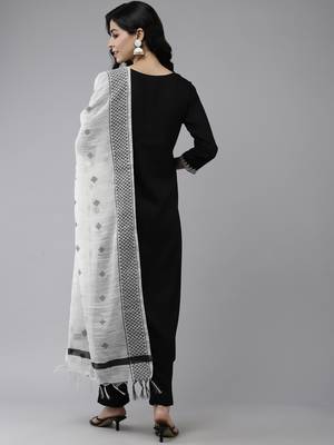 Black embroidered rayon ethnic-kurtis 3