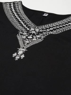 Black embroidered rayon ethnic-kurtis 4