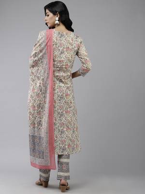Cream printed cotton ethnic-kurtis 3