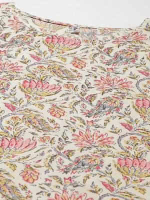 Cream printed cotton ethnic-kurtis 4