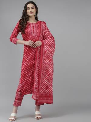 Red printed cotton ethnic-kurtis 1