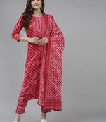Red printed cotton ethnic-kurtis