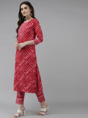 Red printed cotton ethnic-kurtis 2