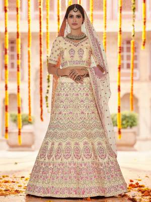 Yellow embroidered crepe semi stitched lehenga 1