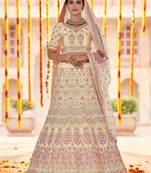 Yellow embroidered crepe semi stitched lehenga