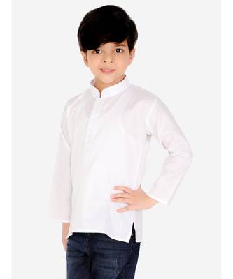 BownBee  Boys Cotton Full Sleeve Short Kurta for Boys- White 5