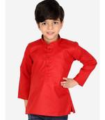 BownBee  Boys Cotton Full Sleeve Short Kurta for Boys- Red