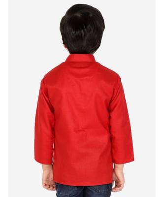 BownBee  Boys Cotton Full Sleeve Short Kurta for Boys- Red 5