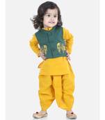 BownBee  Boys Front Open Embroidered Kurta Dhoti for Boys- Green