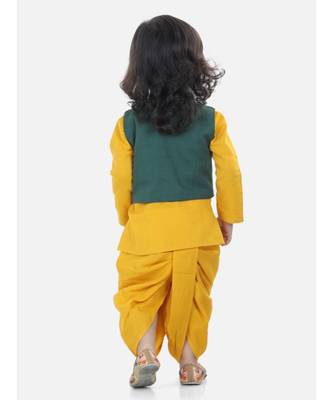 BownBee  Boys Front Open Embroidered Kurta Dhoti for Boys- Green 4