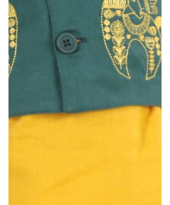 BownBee  Boys Front Open Embroidered Kurta Dhoti for Boys- Green 5