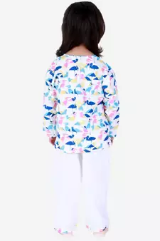 BownBee  GirlsFull Sleeve Printed Cotton Night Suit-White