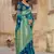 Blue woven banarasi saree with blouse