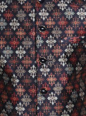 Cream Silk Printed Kurta And Pyjama 4