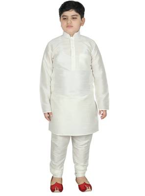 Cream Silk Printed Kurta And Pyjama 5
