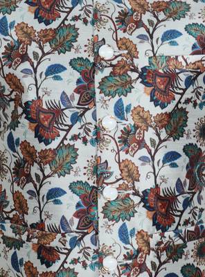 Beige Silk Printed Kurta And Pyjama 4