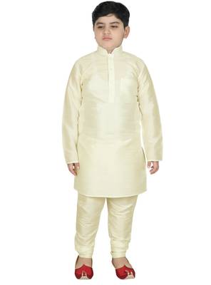 Beige Silk Printed Kurta And Pyjama 5