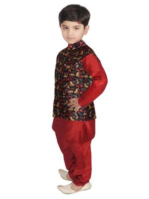 Maroon Silk Printed Kurta And Pyjama 2