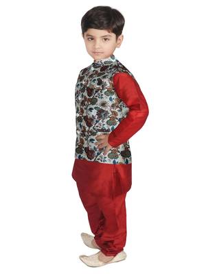 Maroon Silk Printed Kurta And Pyjama 2