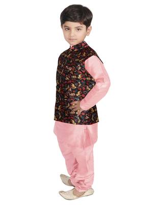 Peach Silk Printed Kurta And Pyjama 2