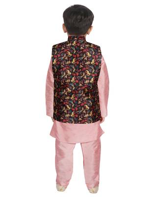 Peach Silk Printed Kurta And Pyjama 3