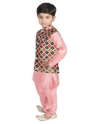 Peach Silk Printed Kurta And Pyjama 2