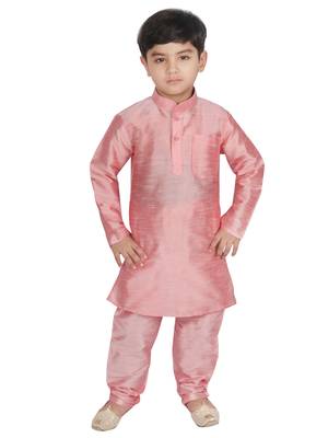 Peach Silk Printed Kurta And Pyjama 5