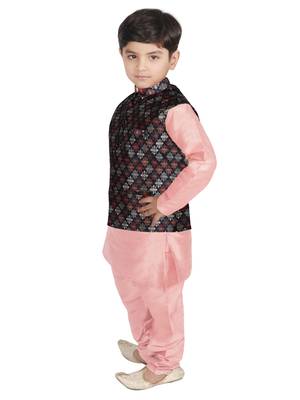 Peach Silk Printed Kurta And Pyjama 2