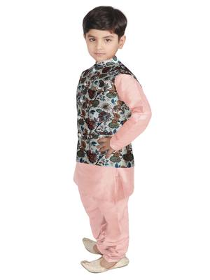 Peach Silk Printed Kurta And Pyjama 2